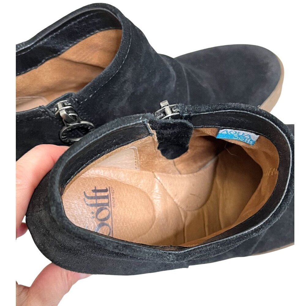 Sofft Siri Aqua Soft Black Suede Wedge Booties Size 8M - Picture 10 of 12